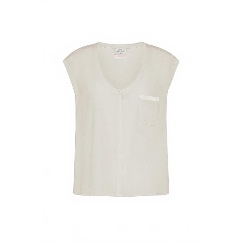 NEW FORTE FORTE women's matte stretch silk top in yogurt